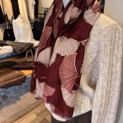 Scarf mönstrad vinröd