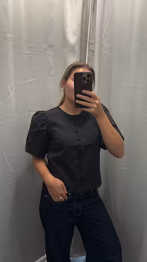Bestie puffärms blus mörkgrå