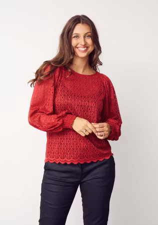Katty lace blus röd