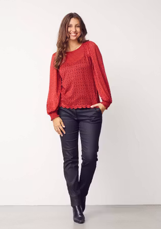 Katty lace blus röd