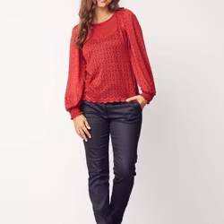 Katty lace blus röd