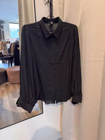 Glittrig skjortblus svart