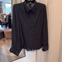 Skjortblus strass svart