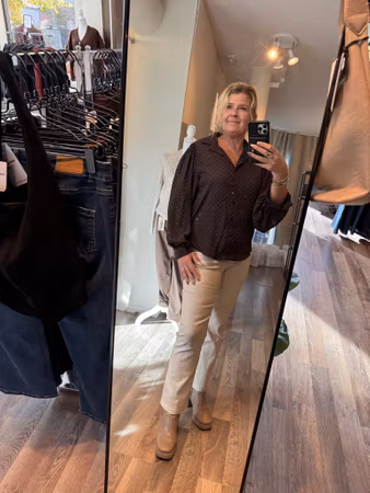 Glittrig skjortblus brun