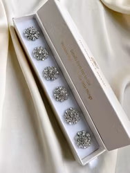 Knappsmycke crystal stenar silver 6-pack