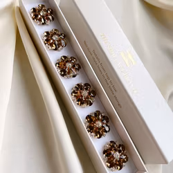 Knappsmycke bruna stenar guld 6-pack