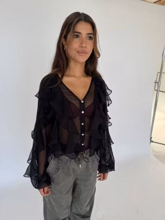 Lissa flounce blus svart