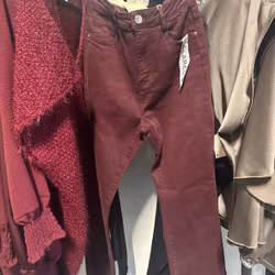 Folyrose jeans flare vinröd
