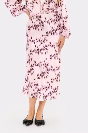 Nella satinkjol rosa mönstrad