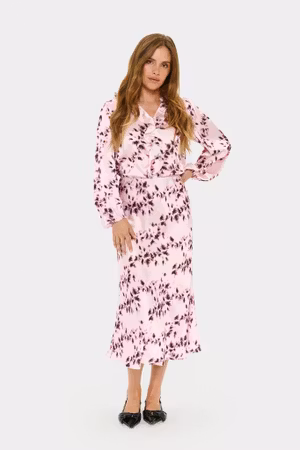 Nella satinkjol rosa mönstrad