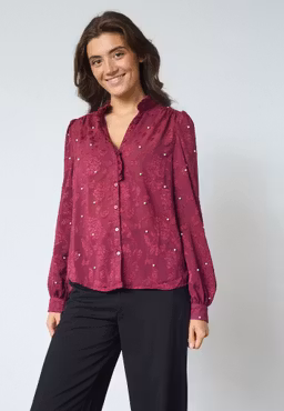 Virsa blus bordeaux pärlor