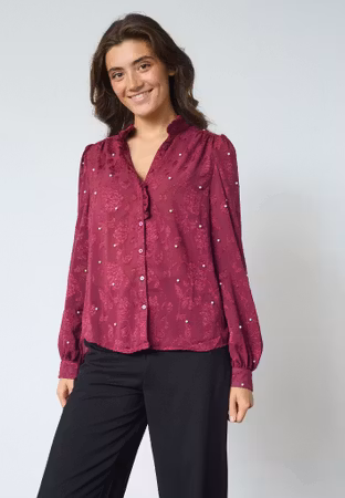 Virsa blus bordeaux pärlor