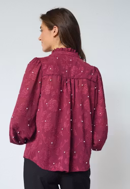 Virsa blus bordeaux pärlor