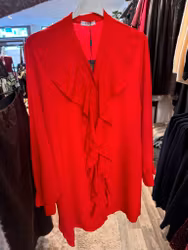 Klänning/tunika med volang klarröd