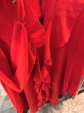 Klänning/tunika med volang klarröd