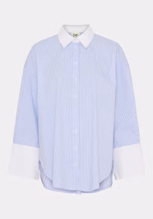 Frigga contrast shirt ljusblå/vit