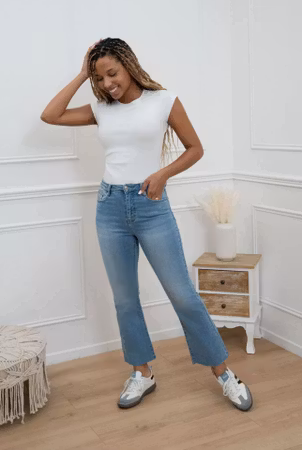 Folyrose jeans flare ljus denim V