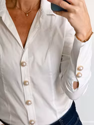 Knappsmycke rund pärlemor guld 6-pack