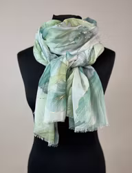 Sjal grön/guld mönstrad