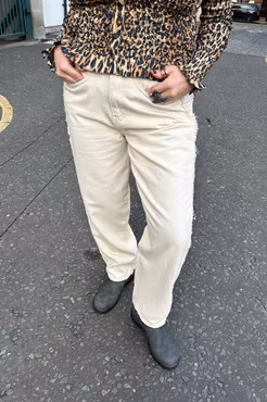 Hezano barrel jeans krämvita