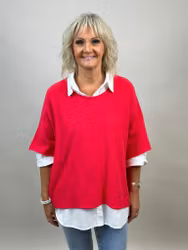 Nessa ponchotröja hallonröd