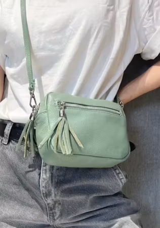 Handväska ljusgrön läder
