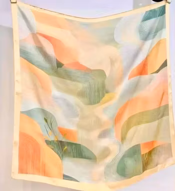 Paris scarf grön/aprikos/gul