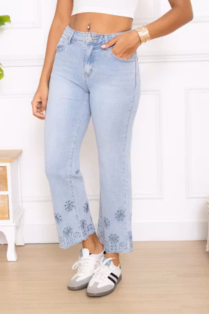 Folyrose jeans m broderie anglais