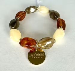 Armband stretch oval brun mix