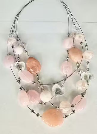 Halsband mix ljusrosa/aprikos/vit