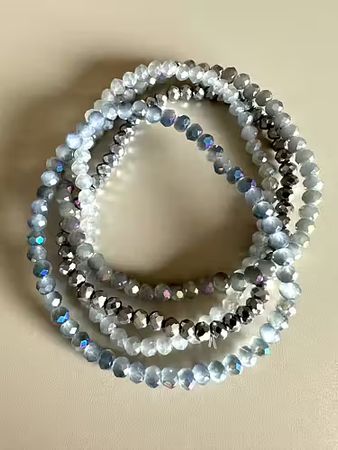 Pärlarmband 4 st mix ljusblå