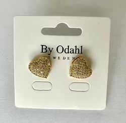 Örhängen strass hjärta guld
