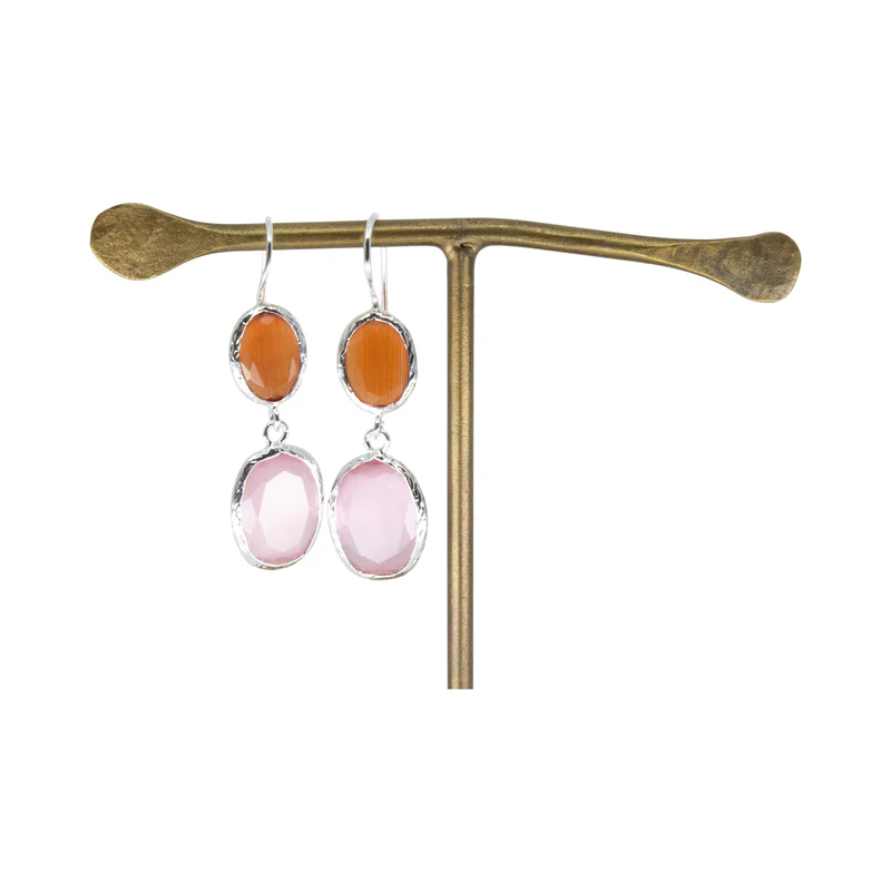 Dubbel thea örhänge orange silver