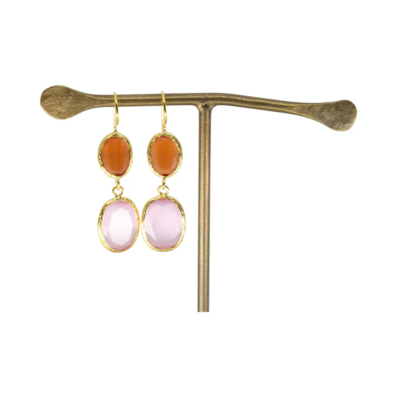 Dubbel thea örhänge orange guld