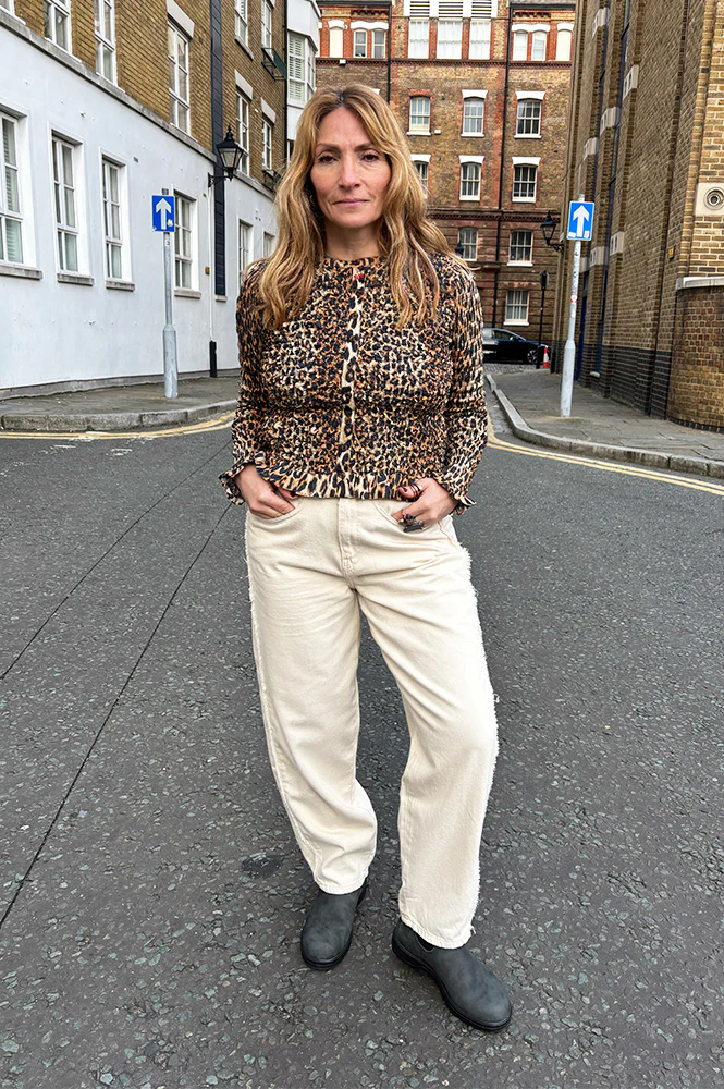 Hezano barrel jeans krämvita