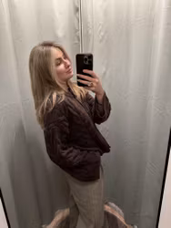 Svea kabelstickad kofta brun