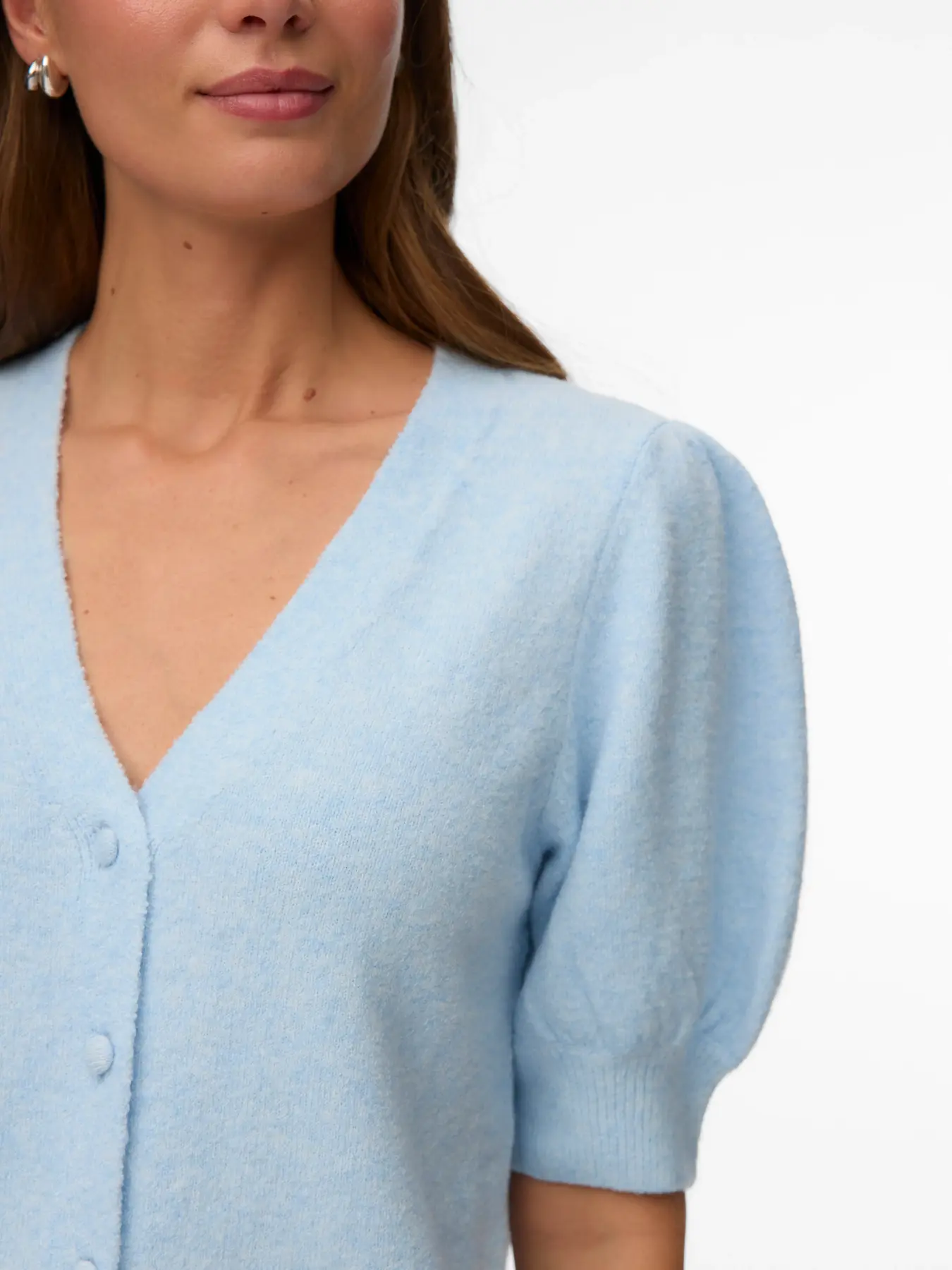 Doffy V-neck cardigan blue melange