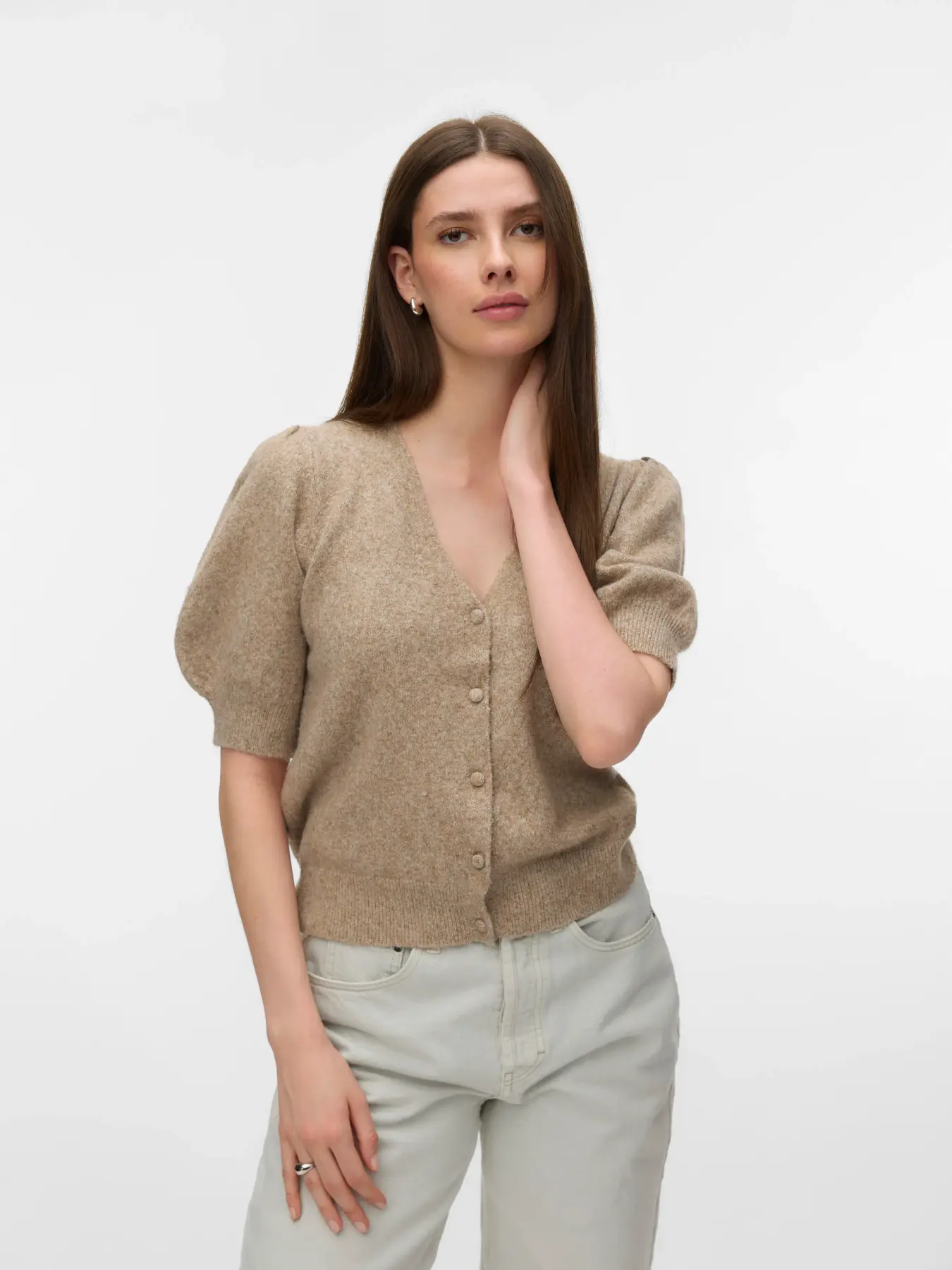 Doffy V-neck cardigan sepia tint melange