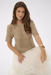 Sevija stickad topp beige