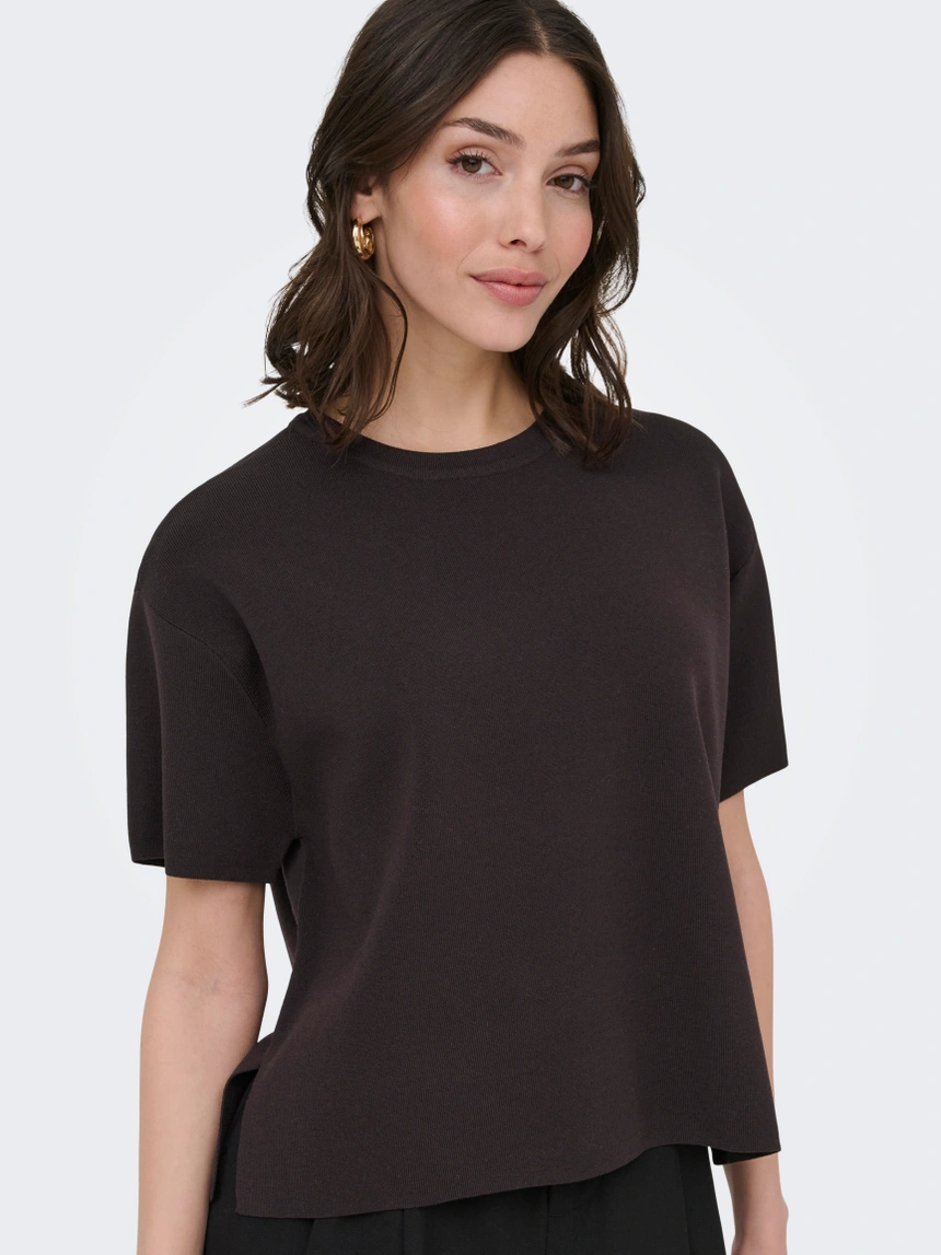 Astra stickad topp brun