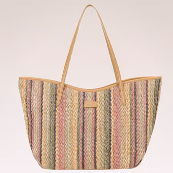 Stråväska stor rosa