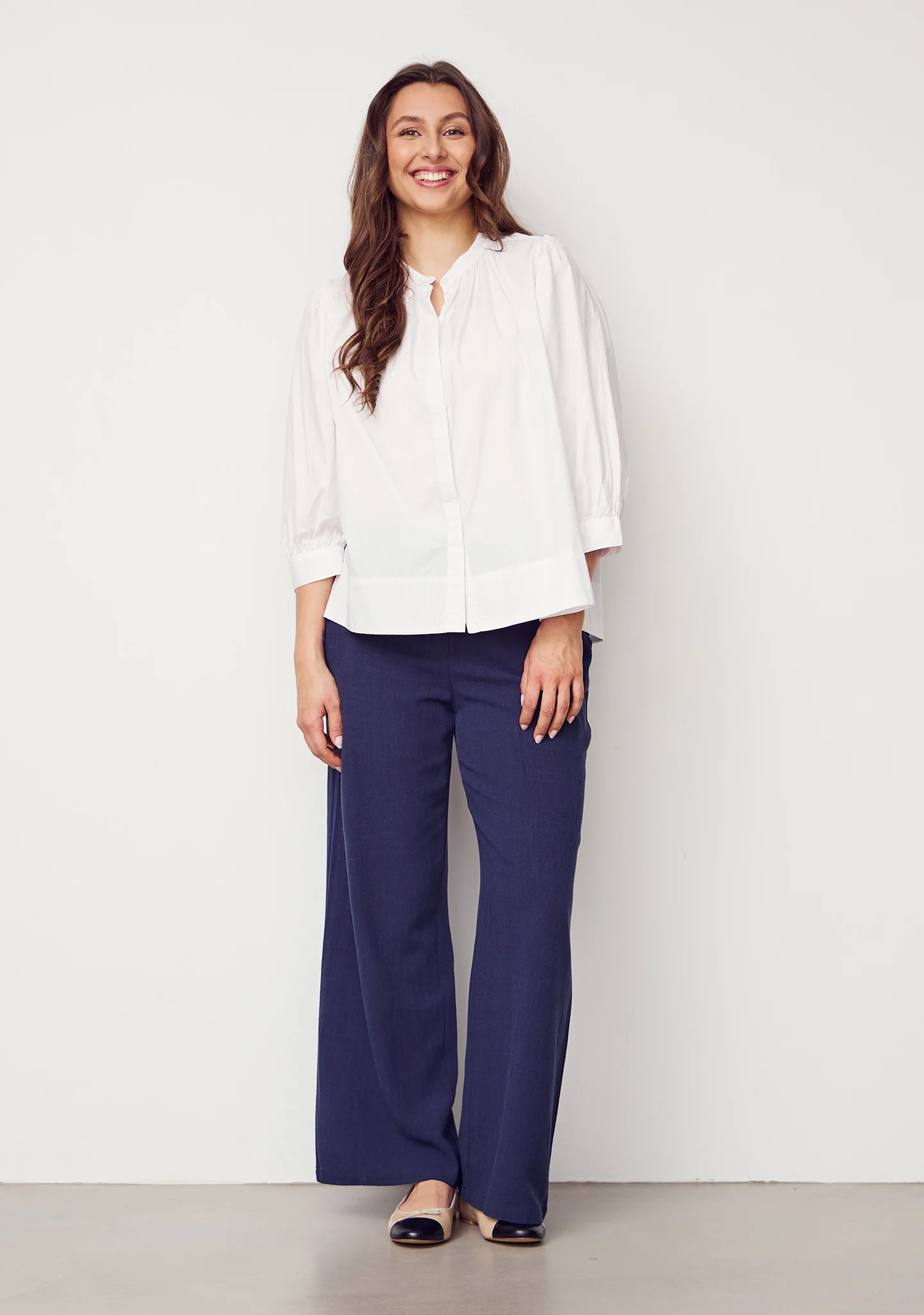 Pearl pant linne/viskos marinblå