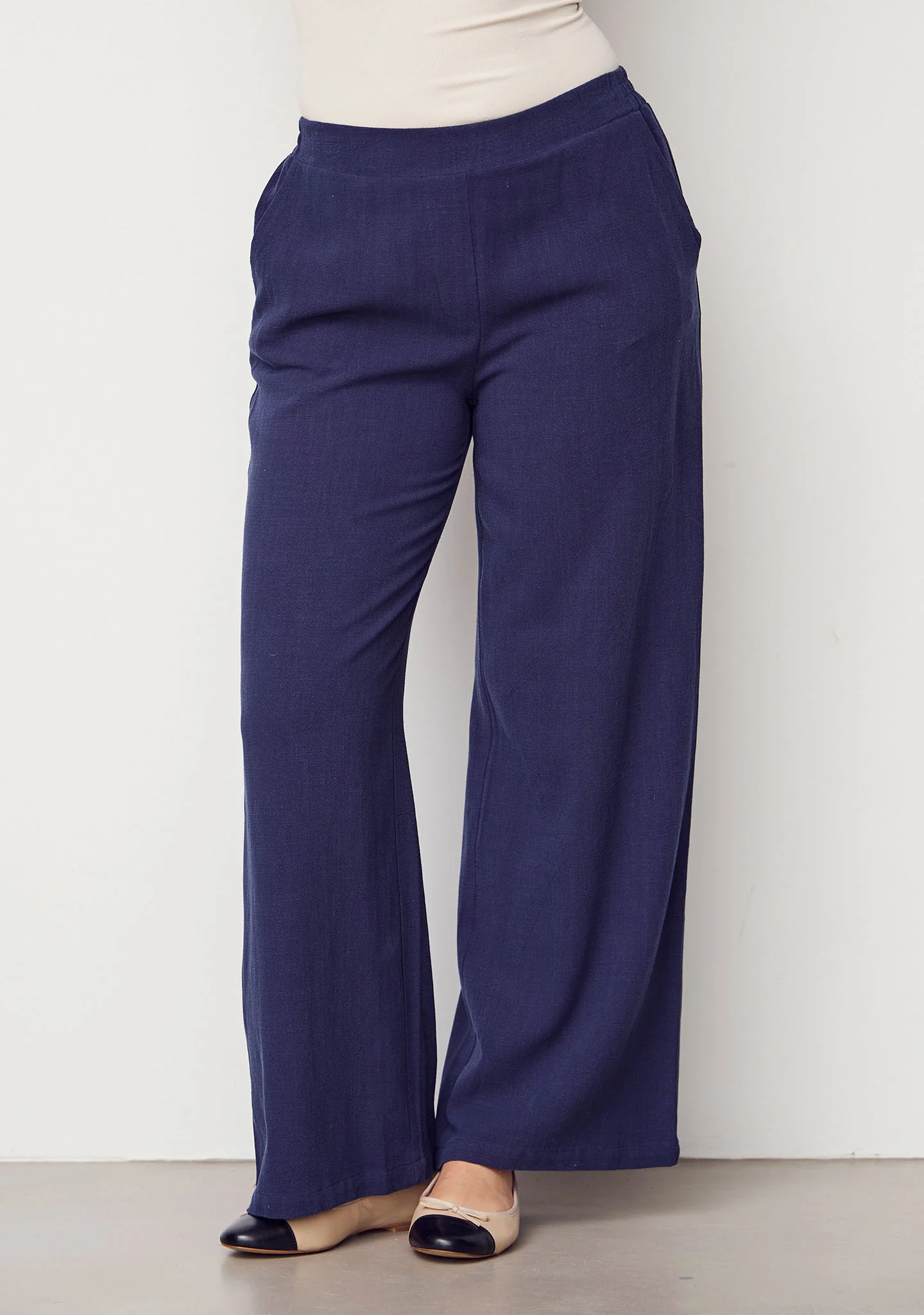 Pearl pant linne/viskos marinblå