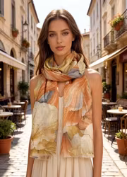 Paris sjal aprikos mönstrad