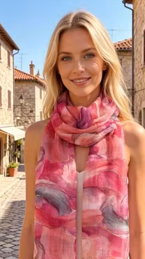 Paris sjal fuchsia mönstrad