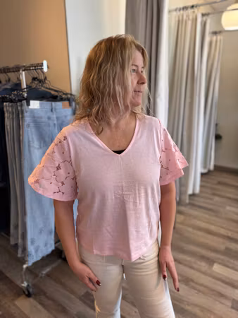 Villa v-neck topp rosa