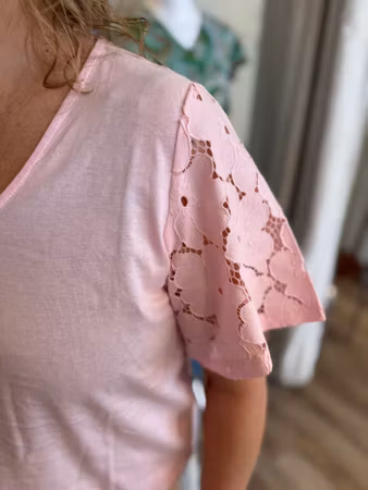 Villa v-neck topp rosa