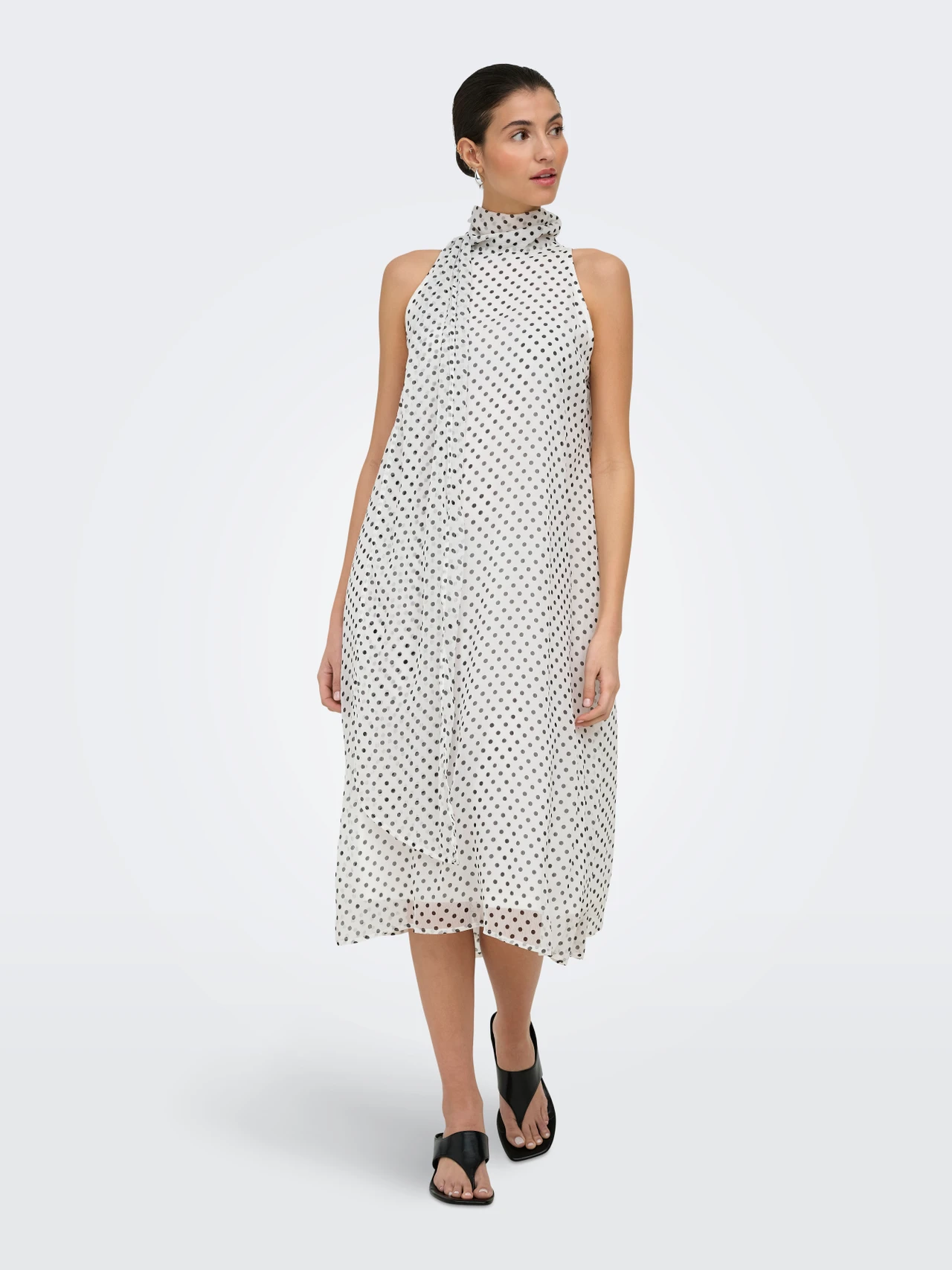 Polka midklänning vit