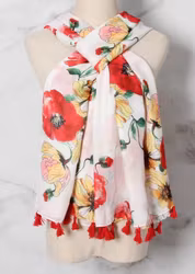 Paris sjal röd blommig