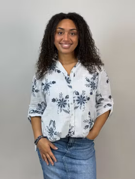 Kelly skjorta mönstrad vit/marin